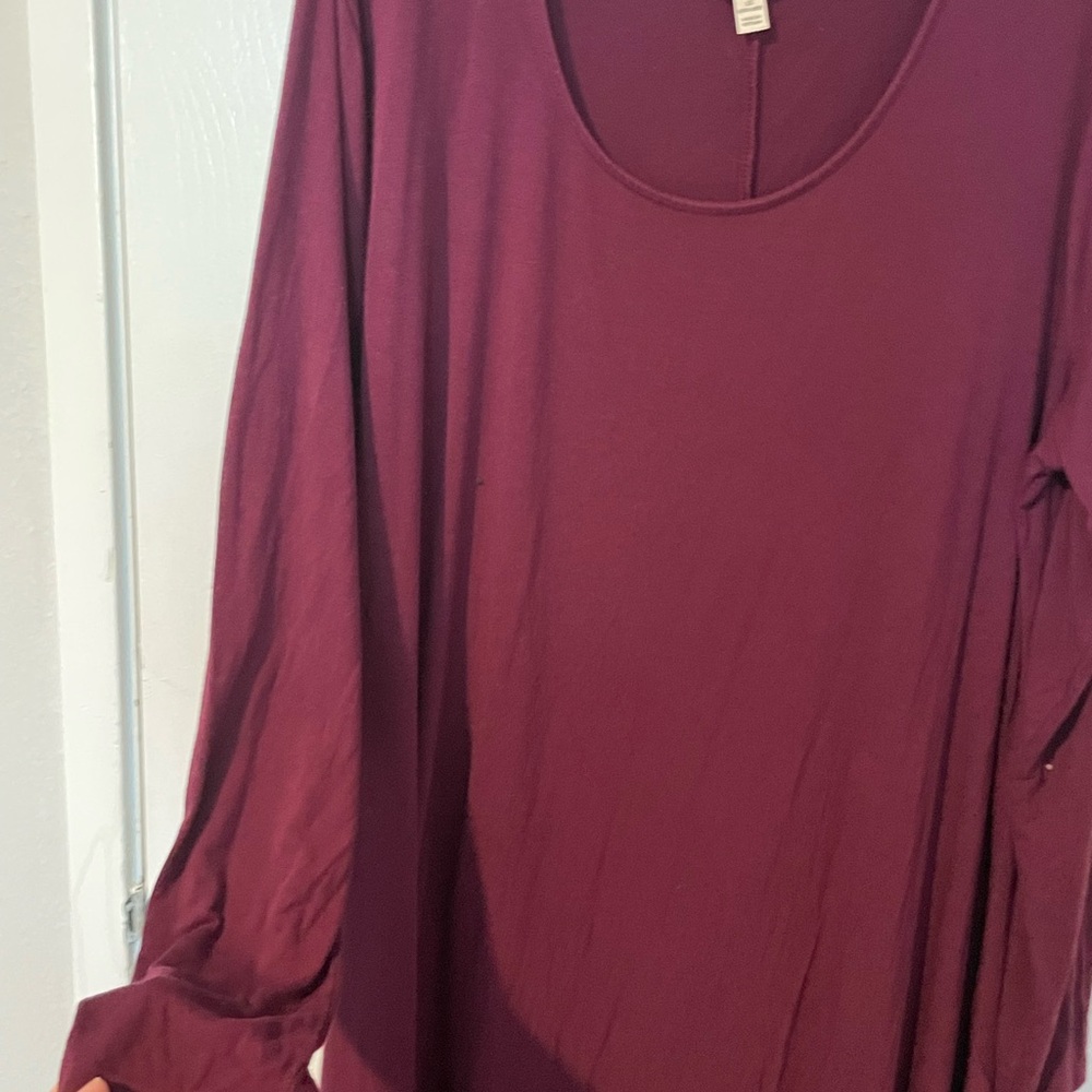 Terra & Sky Deep Burgundy Long Sleeve Dress - Picture 2 of 4